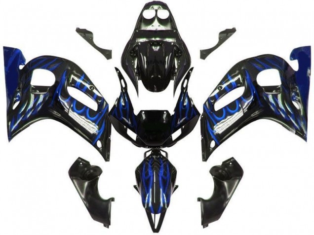 Comprare Carena Moto Yamaha YZF 600 R6 1998-2002 - Nero Lucido Blu Fiamma