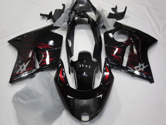 Comprare Carena Moto Honda CBR1100XX Blackbird 1996-2007 - Nero Lucido Rosso Fiamma
