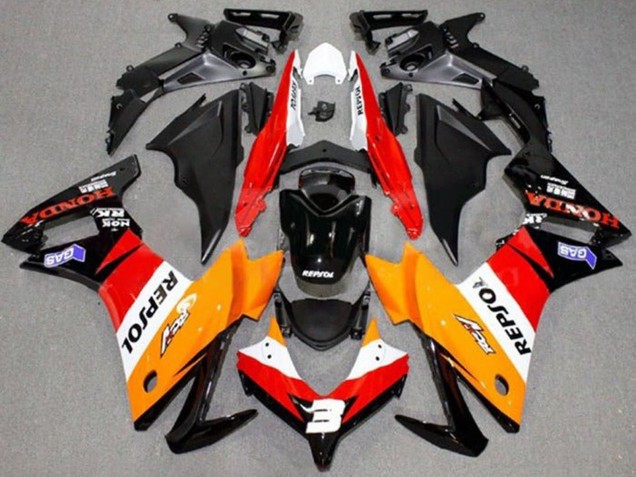 Comprare Carena Moto Honda CBR500R 2013-2015 - Arancia Bianco Rosso Nero Lucido Repsol