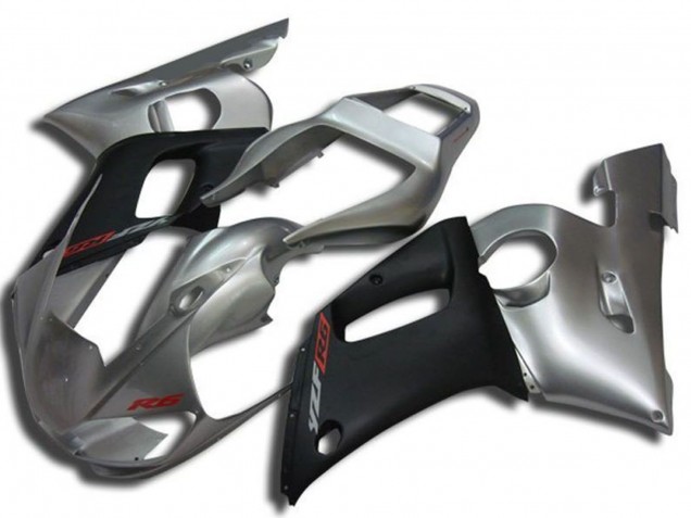 Comprare Carena Moto Yamaha YZF R6 1998-2002 - Argento Nero Opaco Rosso Decal