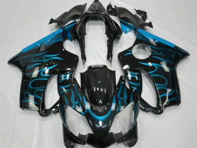 Comprare Carena Moto Honda CBR600 F4i 2001-2003 - Nero Lucido Azzurro Chiaro Fiamma