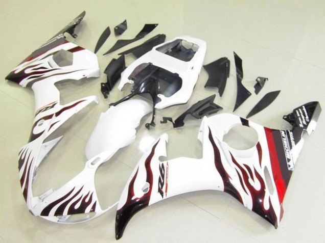 Comprare Carena Moto Yamaha YZF R6 2003-2004 - Bianco Rosso Nero Fiamma Michelin