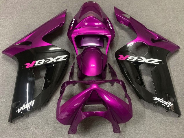 Comprare Carena Moto Kawasaki ZX6R 2003-2004 - Viola Nero Lucido
