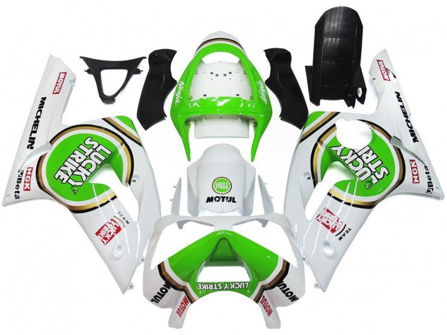 Comprare Carena Moto Kawasaki ZX6R 2003-2004 - Bianco Verde Motul Lucky Strike