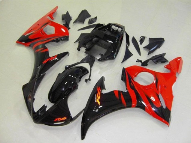 Comprare Carena Moto Yamaha YZF R6 2003-2004 - Nero Lucido Rosso Fiamma