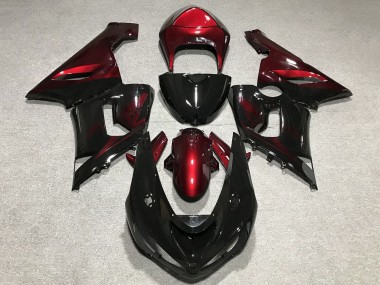 Comprare Carena Moto Kawasaki ZX6R 2005-2006 - Rosso Nero Lucido