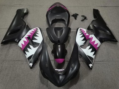 Comprare Carena Moto Kawasaki ZX6R 2005-2006 - Nero Opaco Bianco Rosa Squalo