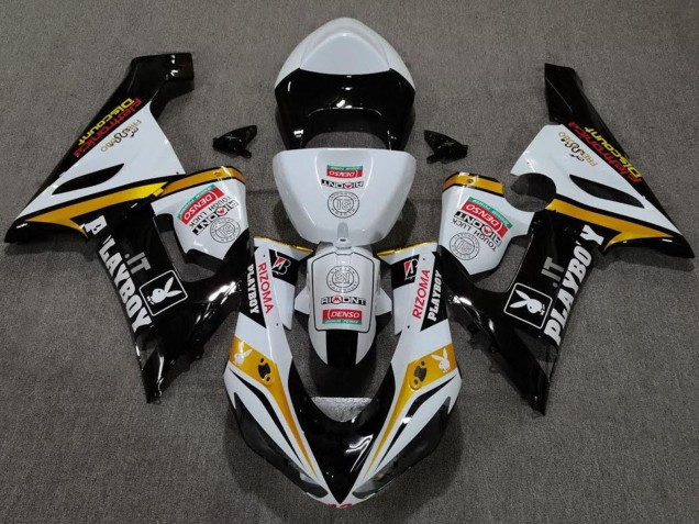 Comprare Carena Moto Kawasaki ZX6R 2005-2006 - Bianco Nero Oro Rosso Rizoma Playboy