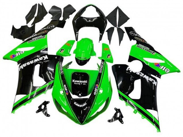 Comprare Carena Moto Kawasaki ZX6R 2005-2006 - Nero Lucido Verde Bianco Elf Touch4 Bridgestone