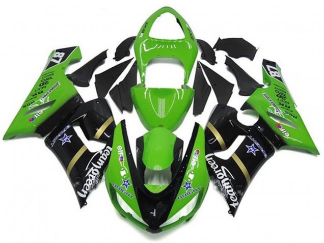 Comprare Carena Moto Kawasaki ZX6R 2005-2006 - Verde Nero Lucido Blu Stella Team Verde