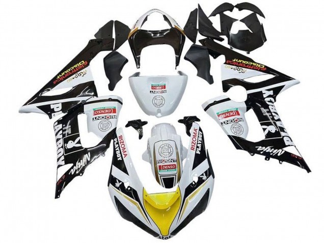 Comprare Carena Moto Kawasaki ZX6R 2005-2006 - Bianco Nero Giallo Rosso Rizoma Playboy