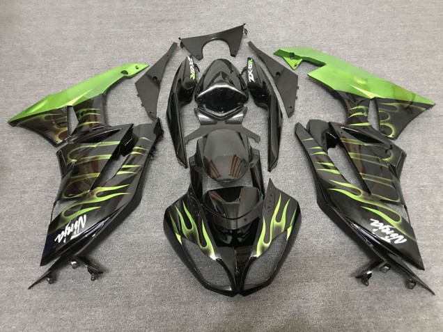 Comprare Carena Moto Kawasaki ZX6R 2007-2008 - Nero Verde Chiaro Fiamma
