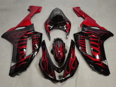 Comprare Carena Moto Kawasaki ZX6R 2007-2008 - Nero Rosso Fiamma