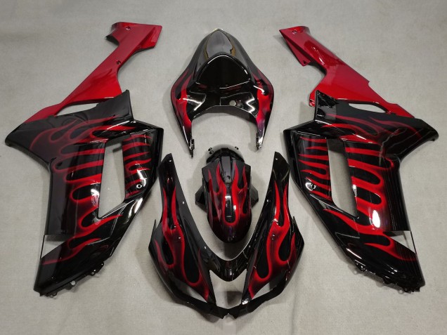 Comprare Carena Moto Kawasaki ZX6R 2007-2008 - Nero Rosso Fiamma