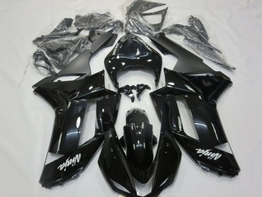 Comprare Carena Moto Kawasaki ZX6R 2007-2008 - Nero Lucido Nero Opaco Bianco Decals
