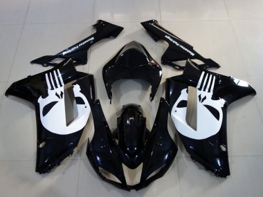 Comprare Carena Moto Kawasaki ZX6R 2007-2008 - Nero Bianco Cranio