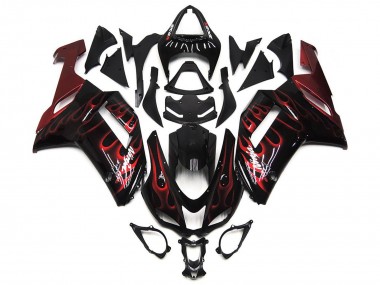 Comprare Carena Moto Kawasaki ZX6R 2007-2008 - Nero Bianco Rosso Fiamma