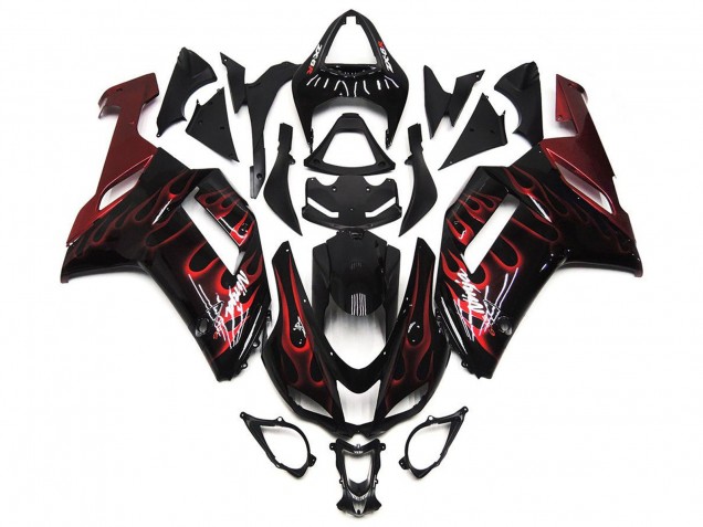 Comprare Carena Moto Kawasaki ZX6R 2007-2008 - Nero Bianco Rosso Fiamma