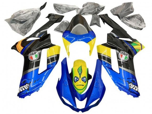 Comprare Carena Moto Kawasaki ZX6R 2007-2008 - Blu Nero Giallo Squalo