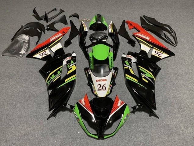 Comprare Carena Moto Kawasaki ZX6R 2009-2012 - Verde Nero Lucido Bianco Rosso Showr 26