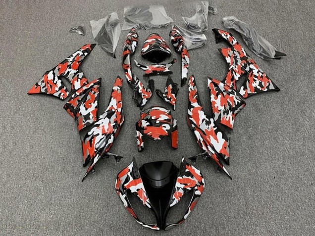 Comprare Carena Moto Kawasaki ZX6R 2009-2012 - Rosso Bianco Nero Camouflage