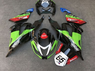 Comprare Carena Moto Kawasaki ZX6R 2013-2018 - Verde Nero Rosso Bianco Motocard 66