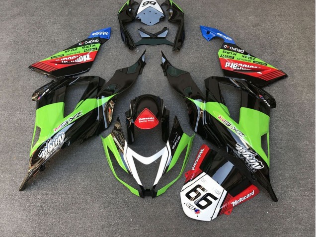 Comprare Carena Moto Kawasaki ZX6R 2013-2018 - Verde Nero Rosso Bianco Motocard 66