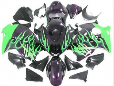 Comprare Carena Moto Suzuki GSXR1000 1996-2007 - Nero Lucido Verde Fiamma