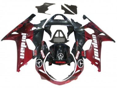 Comprare Carena Moto Suzuki GSXR1000 2000-2002 - Nero Lucido Rosso Scuro Jordan