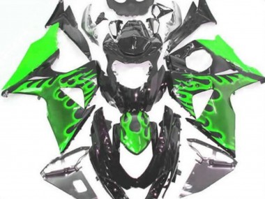 Comprare Carena Moto Suzuki GSXR 1000 2009-2016 - Nero Lucido Verde Fiamma