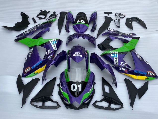 Comprare Carena Moto Suzuki GSXR 1000 2009-2016 - Viola Verde Nero Giallo 01