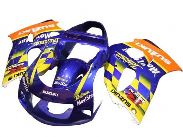 Comprare Carene Moto Suzuki GSXR 600 / GSXR 750 1996-2000 - Blu Arancia Giallo Telefonica MoviStar