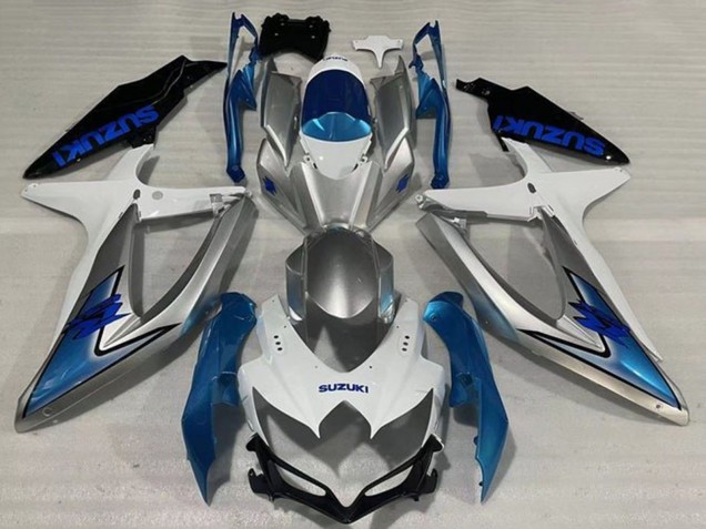Comprare Carena Moto Suzuki GSXR 600 / GSXR 750 2008-2010 - Bianco Argento Azzurro Chiaro Nero