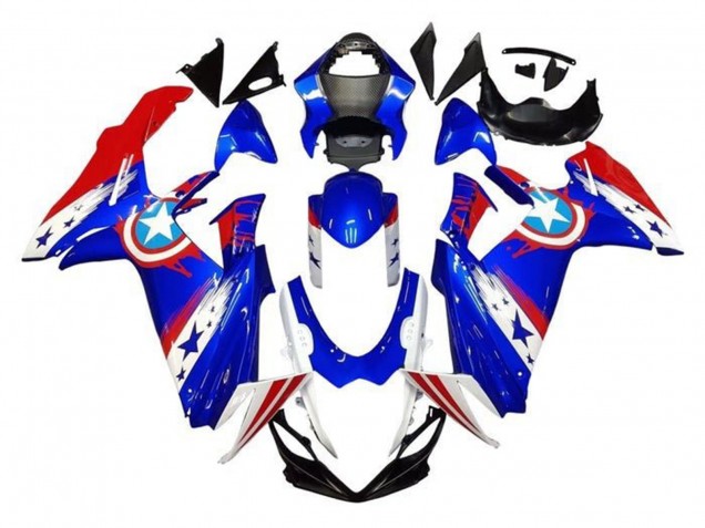Comprare Carena Moto Suzuki GSXR 600 / GSXR 750 2011-2024 - Blu Bianco Rosso Captain America