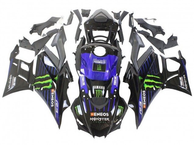 Comprare Carena Moto Yamaha YZF R3/R25 2019-2021 - Blu Nero Lucido Verde ENEOS Mostro