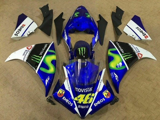 Comprare Carena Moto Yamaha YZF 1000 R1 2009-2011 - Blu Bianco Nero Verde MoviStar Mostro