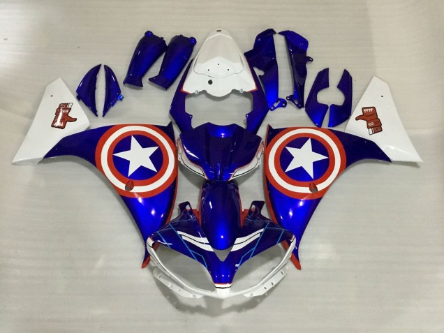 Comprare Carena Moto Yamaha YZF 1000 R1 2012-2014 - Bianco Blu Rosso Star Captain America