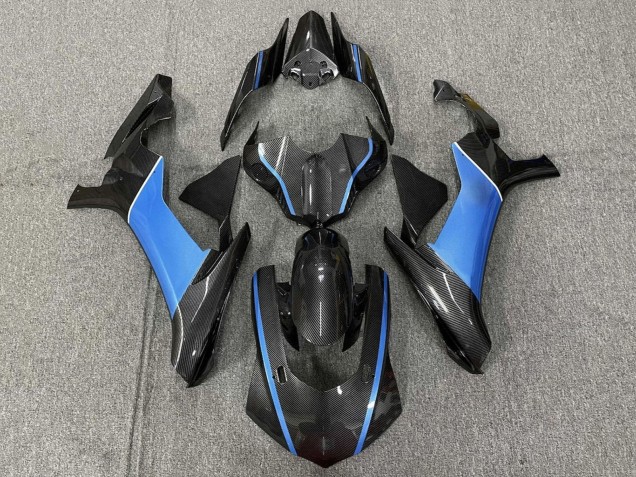 Comprare Carena Moto Yamaha YZF 1000 R1 2015-2019 - Falso Fibra di Carbonio Azzurro Chiaro