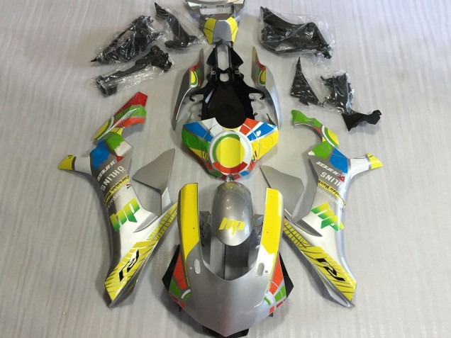 Comprare Carena Moto Yamaha YZF 1000 R1 2015-2019 - Argento Giallo Blu Rosso Ruota dei Colori