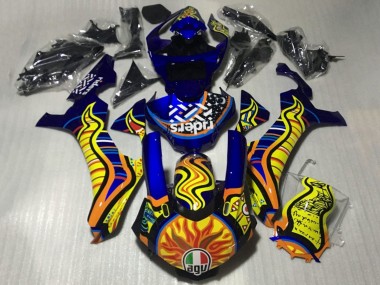 Comprare Carena Moto Yamaha YZF 1000 R1 2015-2019 - Blu Giallo Arancia Tribal Sun