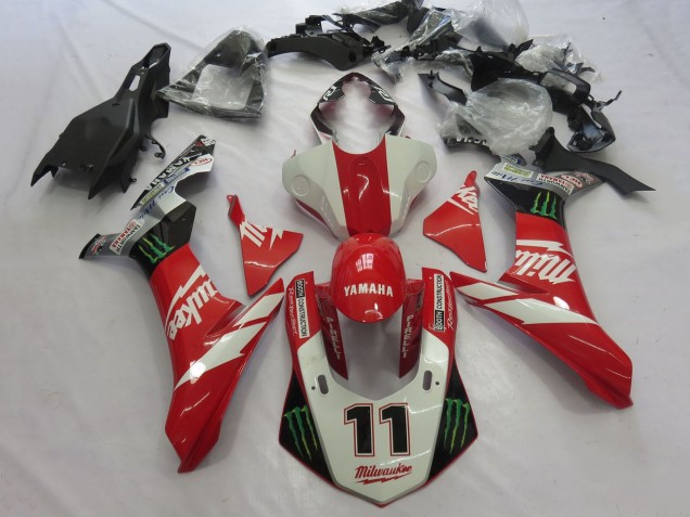 Comprare Carena Moto Yamaha YZF 1000 R1 2015-2019 - Bianco Rosso Nero Verde Mostro Milwaukee 11