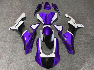 Comprare Carena Moto Yamaha YZF 1000 R1 2020-2025 - Viola Bianco Falso Fibra di Carbonio