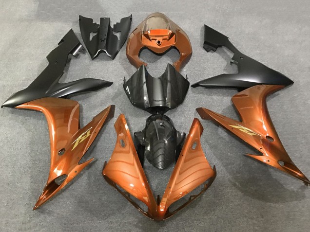 Comprare Carena Moto Yamaha YZF 1000 R1 2004-2006 - Arancia Falso Fibra di Carbonio Nero Opaco
