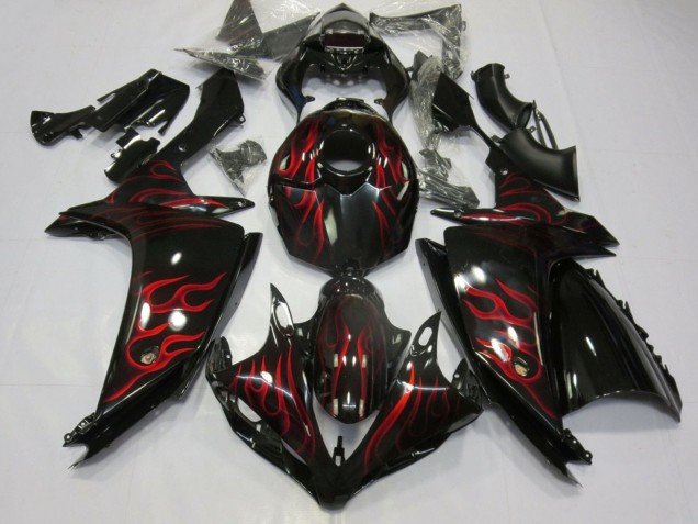 Comprare Carena Moto Yamaha YZF 1000 R1 2007-2008 - Nero Lucido Rosso Fiamma