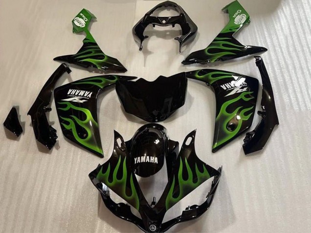 Comprare Carena Moto Yamaha YZF 1000 R1 2007-2008 - Nero Lucido Verde Fiamma