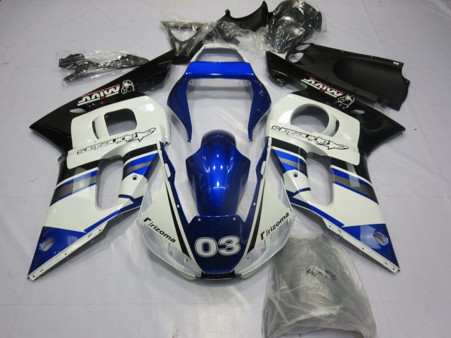 Comprare Carena Moto Yamaha YZF R6 1998-2002 - Bianco Blu Nero Lucido Rizoma 03