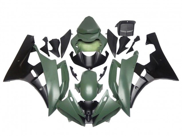 Comprare Carena Moto Yamaha YZF R6 2006-2007 - Verde Militare Nero Opaco