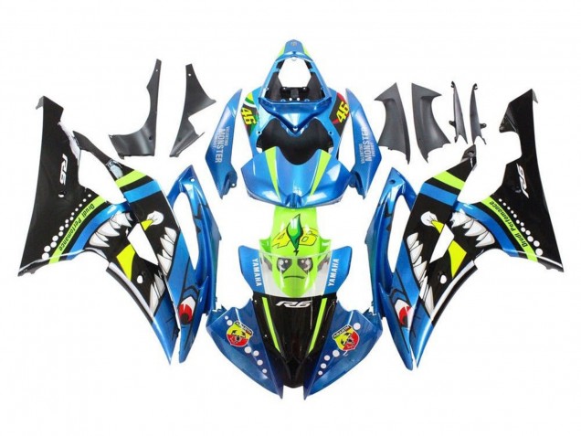 Comprare Carena Moto Yamaha YZF R6 2008-2016 - Blu Verde Nero Lucido Squalo