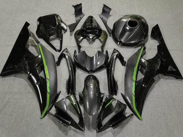 Comprare Carena Moto Yamaha YZF R6 2008-2016 - Nero Fibra di Carbonio Stile Verde