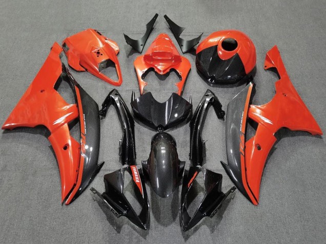 Comprare Carena Moto Yamaha YZF R6 2008-2016 - Arancia Nero Fibra di Carbonio Stile